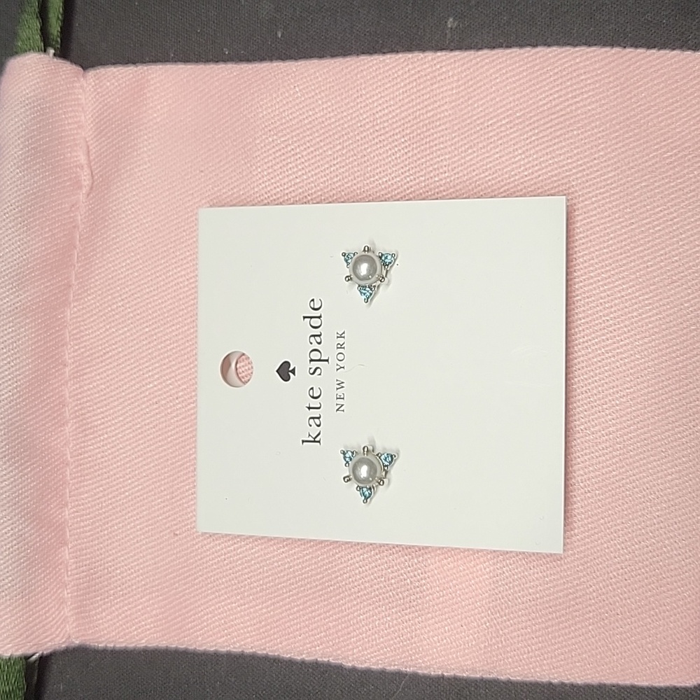 Kate Spade You're a Gem Triangle Studs (Aqua Silver) - Picture 6 of 6